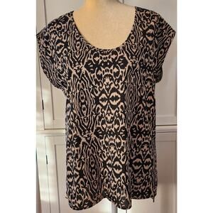 14th & Union Women's Black Beige Light Weight Blouse Size Medium